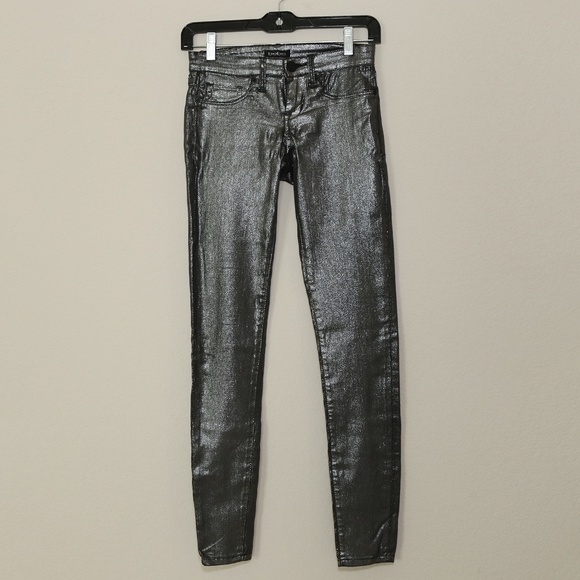 metallic black jeans